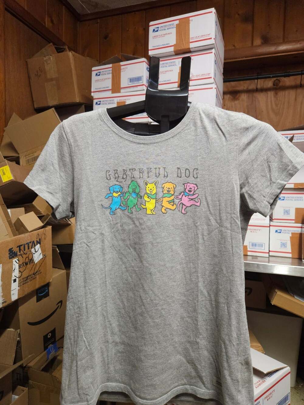 (301) Life Is Good Grateful Dog Dancing Bears Gray T-Shirt M
